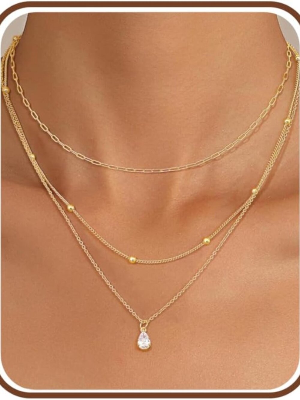 Layered Gold Necklace for Women 14K Gold Plated Pendant Necklace Set Gold Neckla